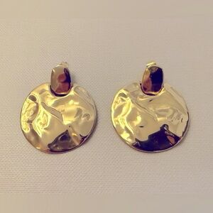 Gold Statement Earrings - Disc Doorknocker Earrings